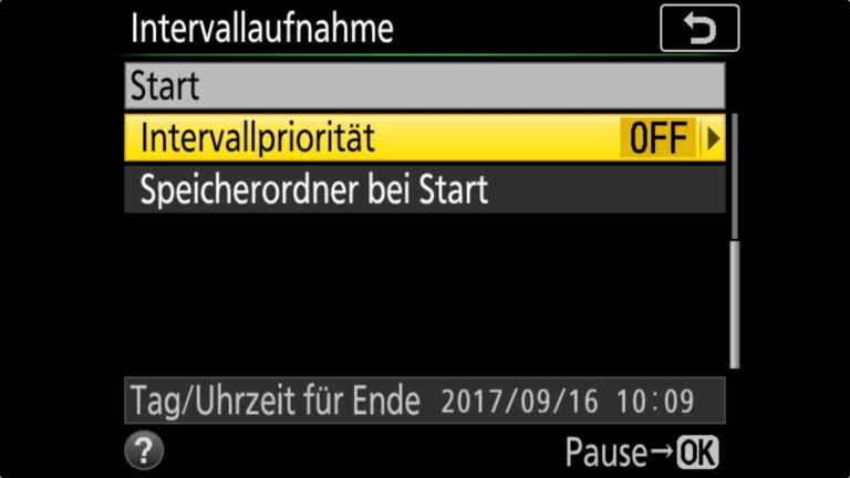NIKON D850 Intervallaufnahme