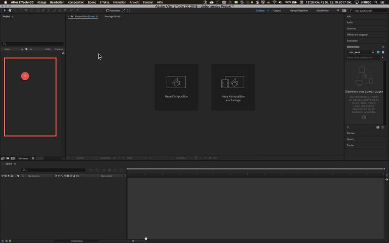 Adobe After Effects – Oberfläche – Import starten