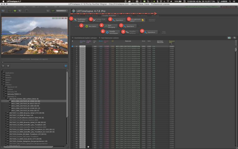 LRTimelapse – Oberfläche – Zeitraffer erstellen