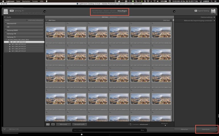 Lightroom – Oberfläche – Hinzufügen