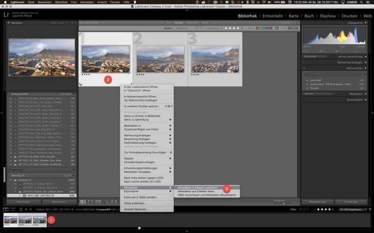 Lightroom – Oberfläche – Metadaten schreiben