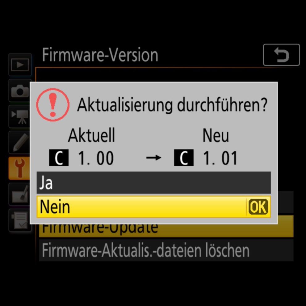 Nikon D850 Firmware-Update 1.01 - update starten