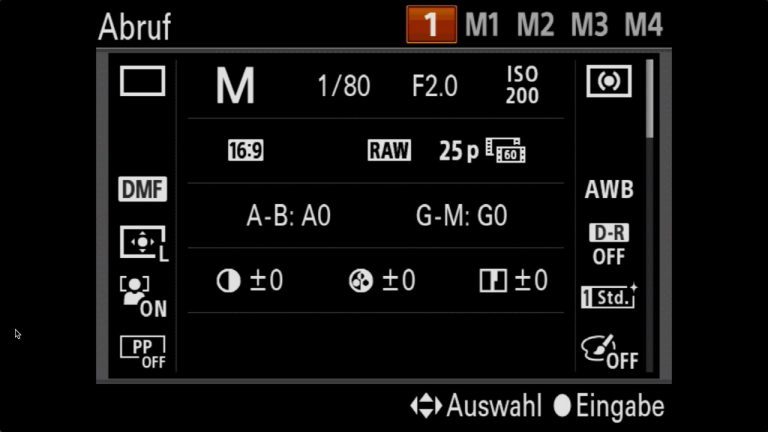 Das kleine Foto 1×1 – Sony A7 U1 & U2 Einstellungen