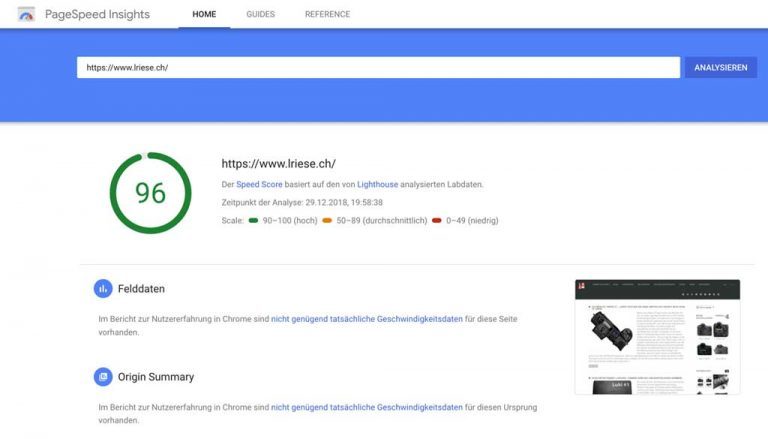 Webseiten PageSpeed