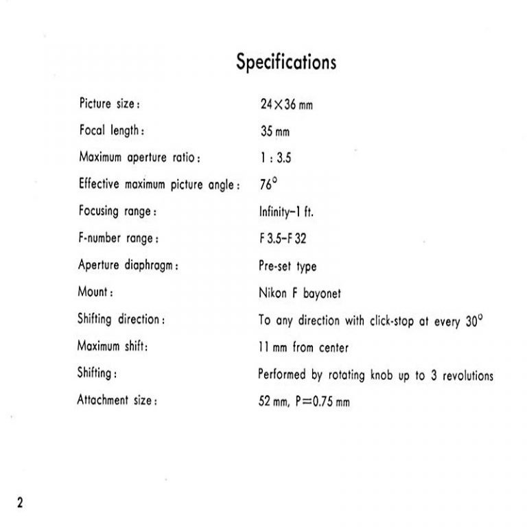 35mm f/3.5 PC-Nikkor – Shift von 1961