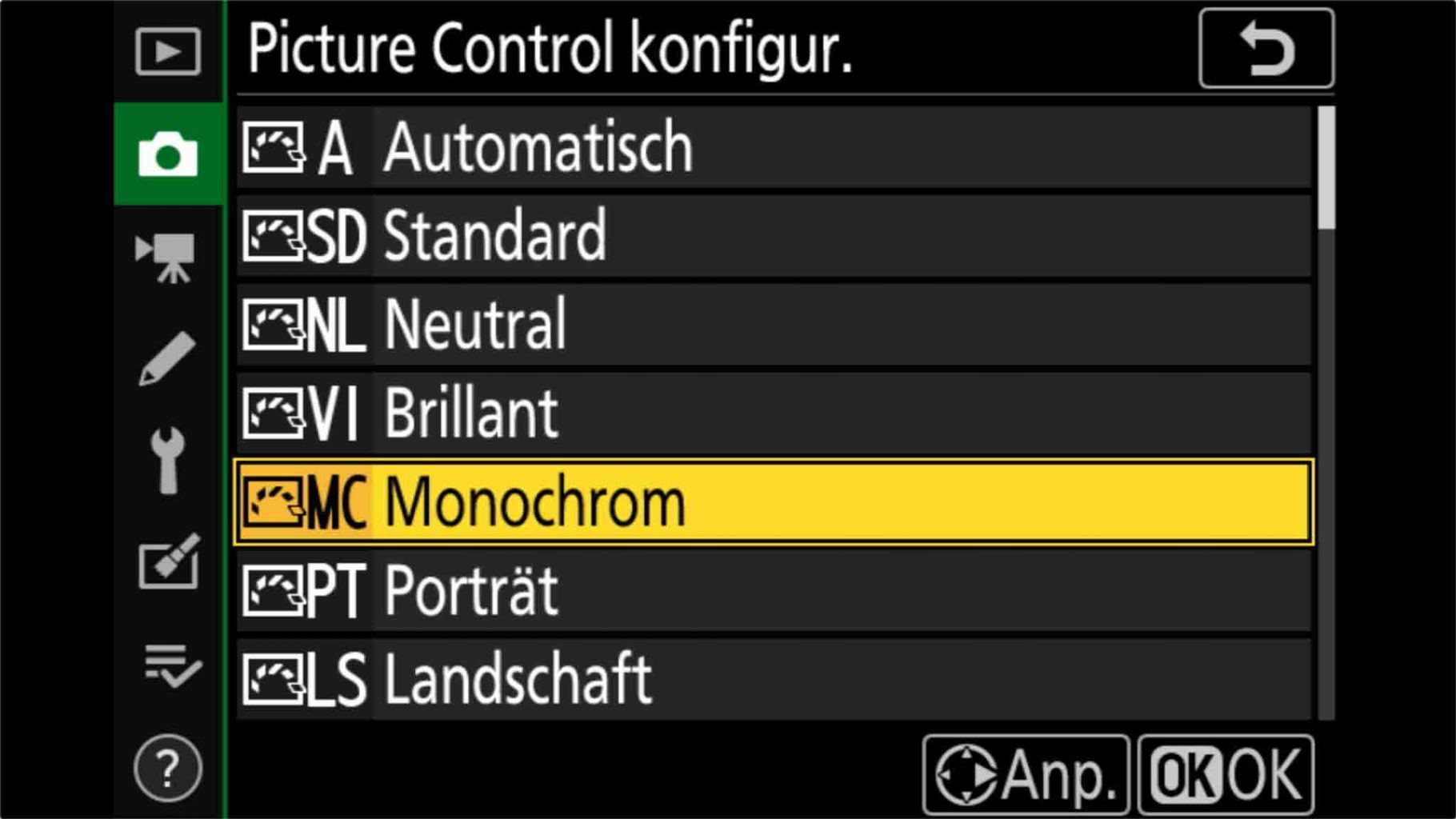 Nikon Z7 Voreinstellungen