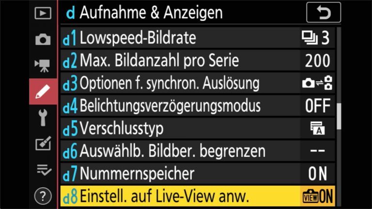 Nikon Z7 Grundeinstellungen