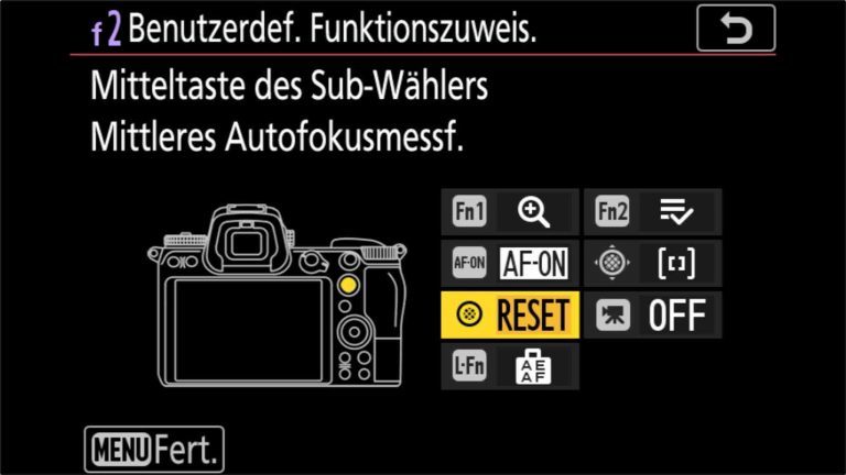 Nikon Z7 Voreinstellungen