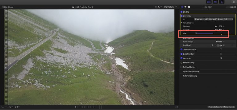 Color Grading 3D LUTs zur Farbkorrektur in Final Cut Pro X