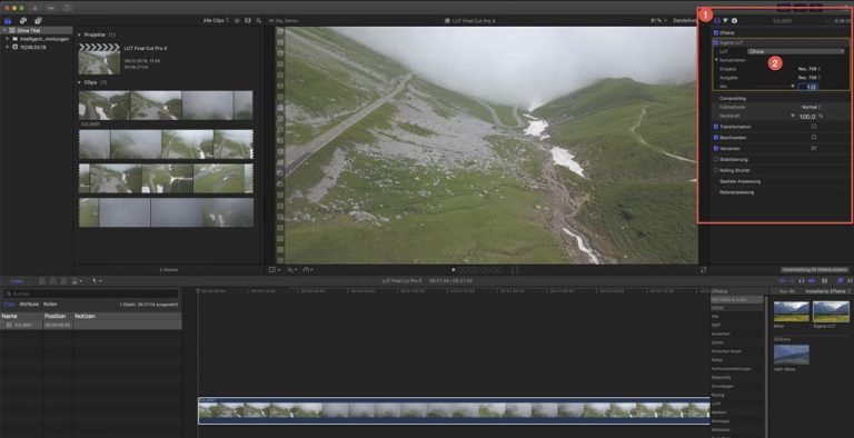 Color Grading 3D LUTs zur Farbkorrektur in Final Cut Pro X