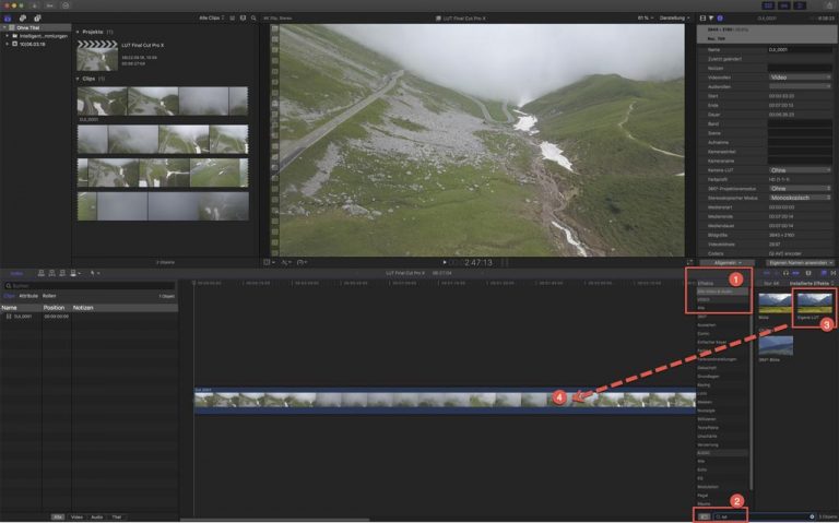 Color Grading 3D LUTs zur Farbkorrektur in Final Cut Pro X
