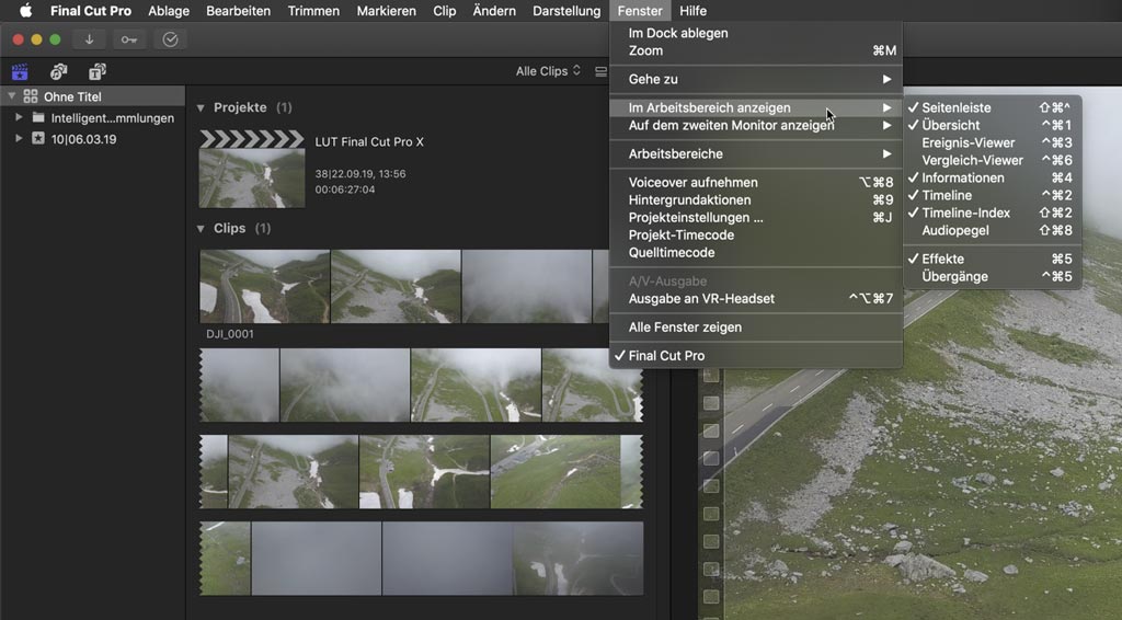 Color Grading 3D LUTs zur Farbkorrektur in Final Cut Pro X für DJI Mavic - Air und Pro