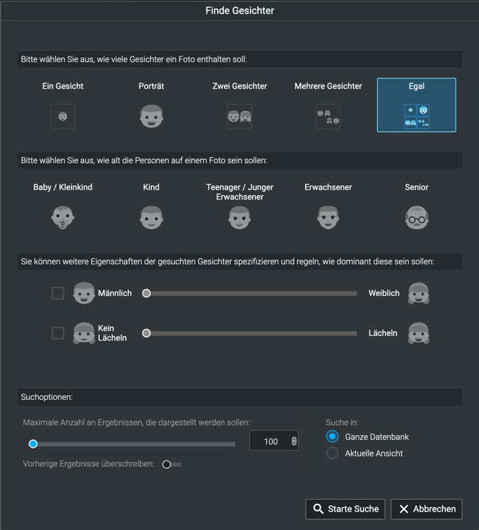 Excire Search Fotot Finde Gesichter