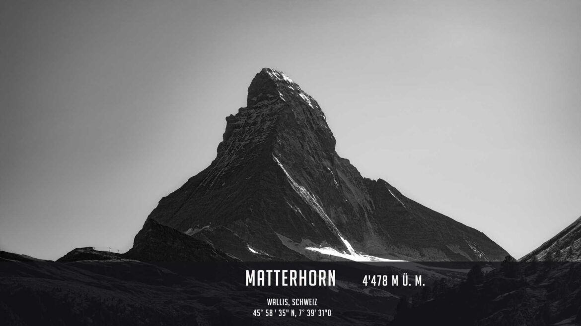 Matterhorn, Wallis, Schweiz 45° 58 ' 35